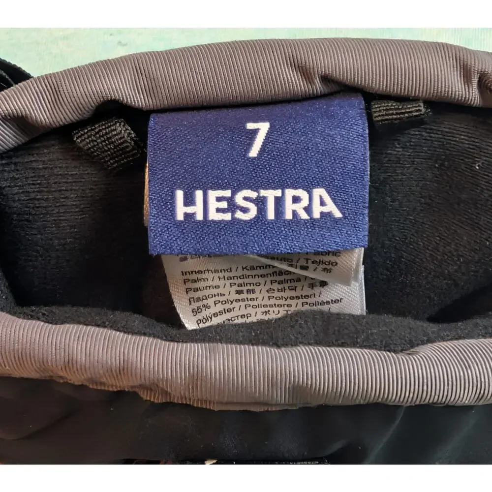 SINGLE LEFT HAND Hestra Unisex 5 Finger Black Leather Youth Junior Size 7